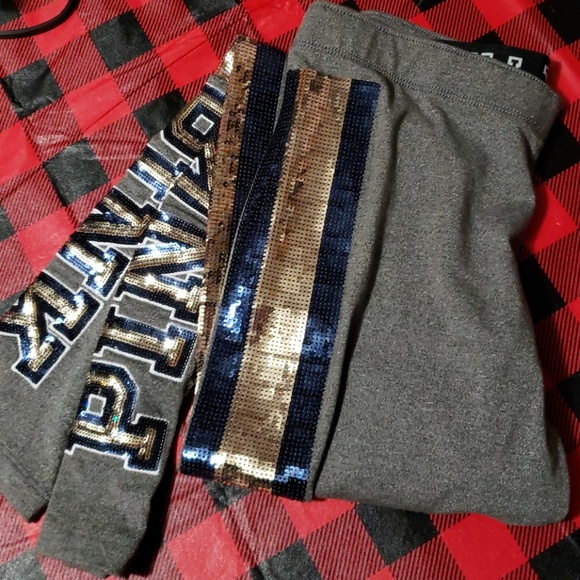 PINK Victoria's Secret Pants - PINK Blue and Gold Sequin gray leggings